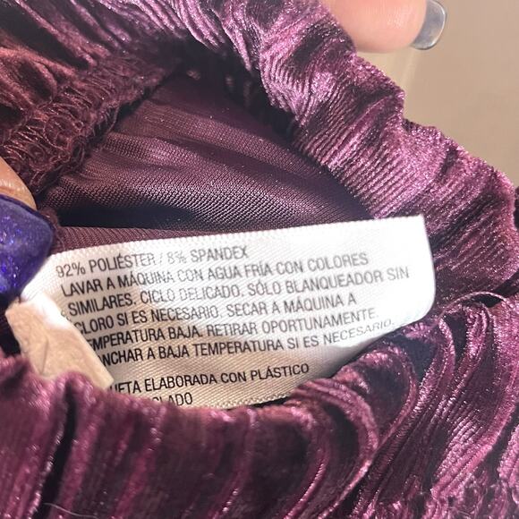 Wild Fable Velvet High Rise Ribbed Plum Flare Bell Bottom Pants Size Small - Picture 6 of 6